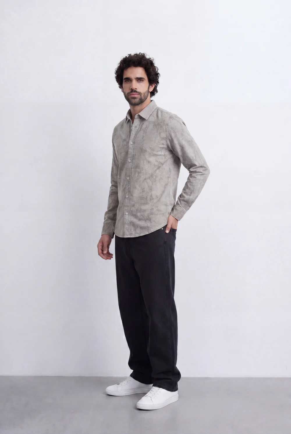 Men’s Tomato Store Washed Chambray Jeans Shirt Soft Fade Texture Finish Clean Tailored Slim Fit - Image 12