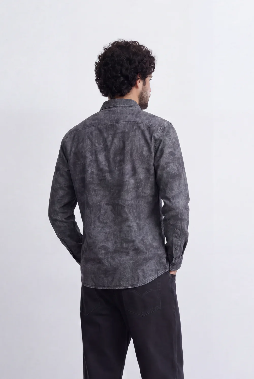 Men’s Tomato Store Washed Chambray Jeans Shirt Soft Fade Texture Finish Clean Tailored Slim Fit - Image 2