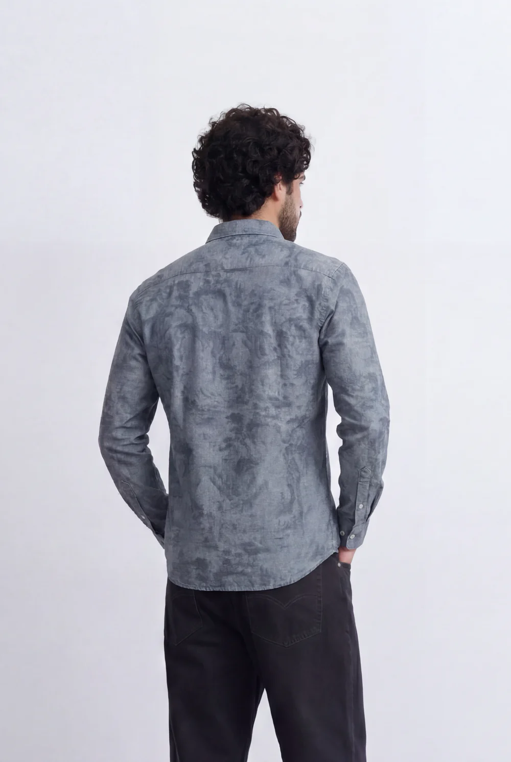 Men’s Tomato Store Washed Chambray Jeans Shirt Soft Fade Texture Finish Clean Tailored Slim Fit - Image 6