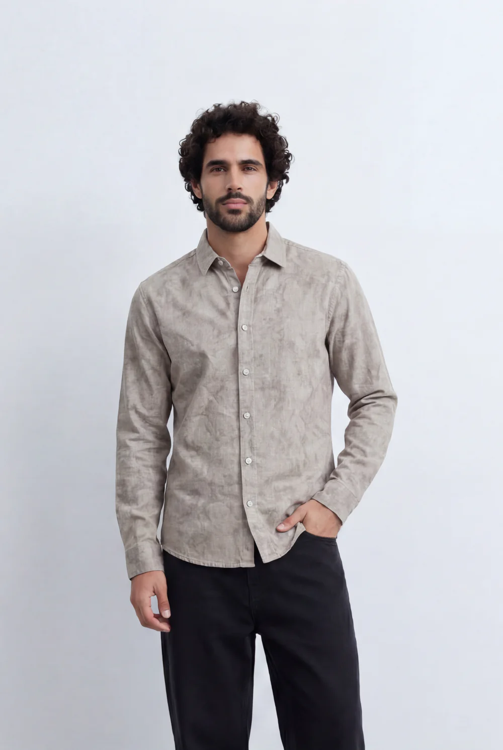 Men’s Tomato Store Washed Chambray Jeans Shirt Soft Fade Texture Finish Clean Tailored Slim Fit - Image 9