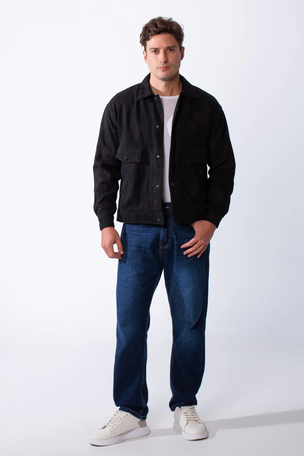 Men’s Marble-Effect Texture Structured Button Down Flap Chest Pockets Classic Collar Perfect Statement Piece Pox Fit Jacket - Image 11