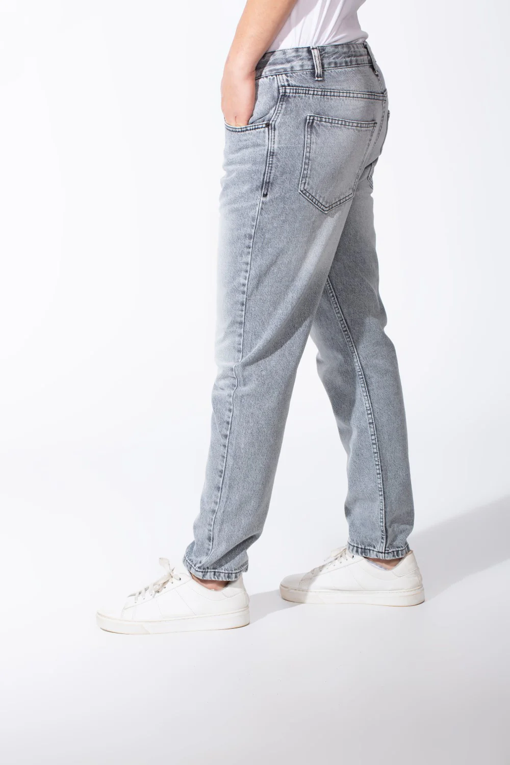 Men's Acid Wash Boyfriend Denim Patch Detail Bold Versatile Pants - Image 2