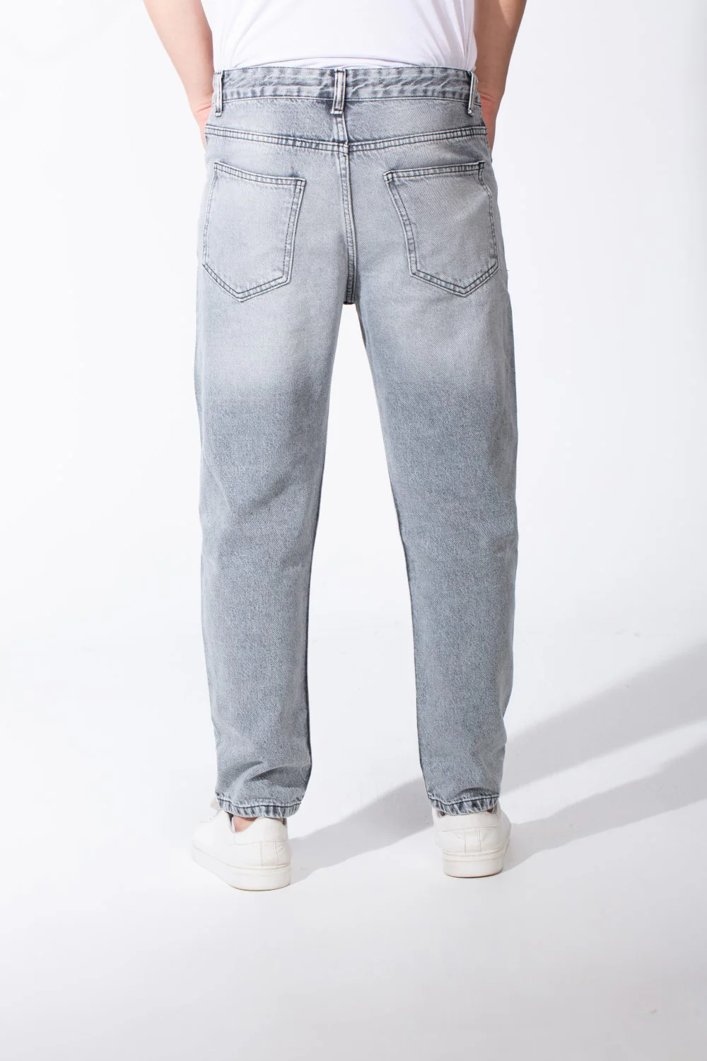 Men's Acid Wash Boyfriend Denim Patch Detail Bold Versatile Pants - Image 3