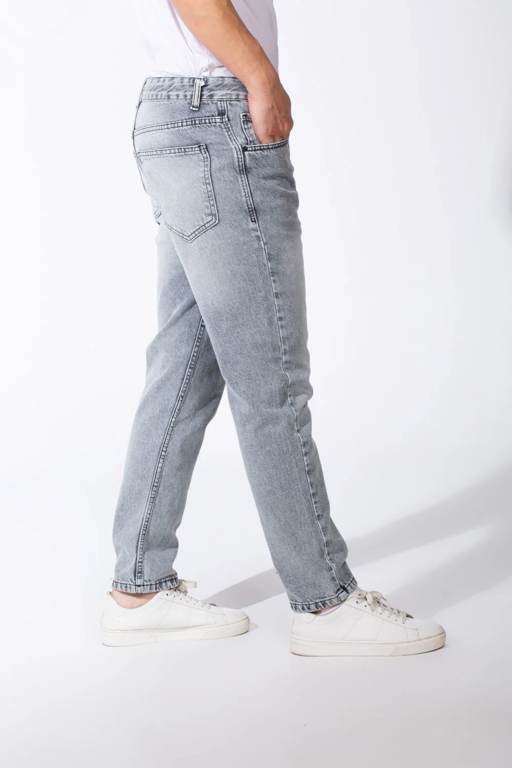 Men's Acid Wash Boyfriend Denim Patch Detail Bold Versatile Pants - Image 4