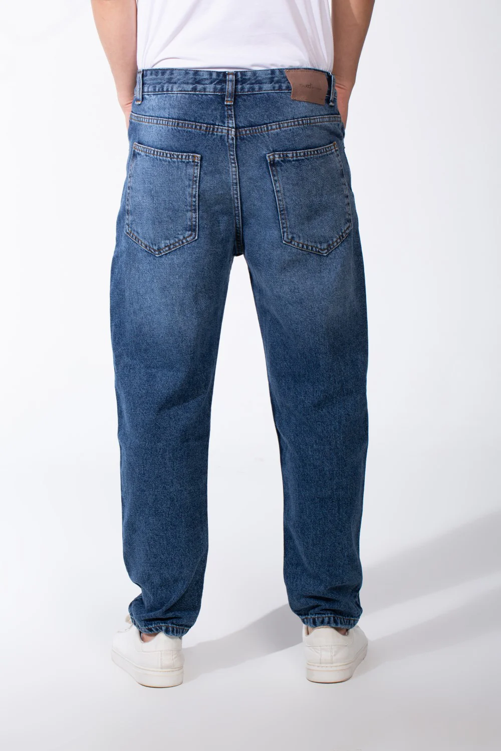 Men's Acid Wash Boyfriend Denim Patch Detail Bold Versatile Pants - Image 7