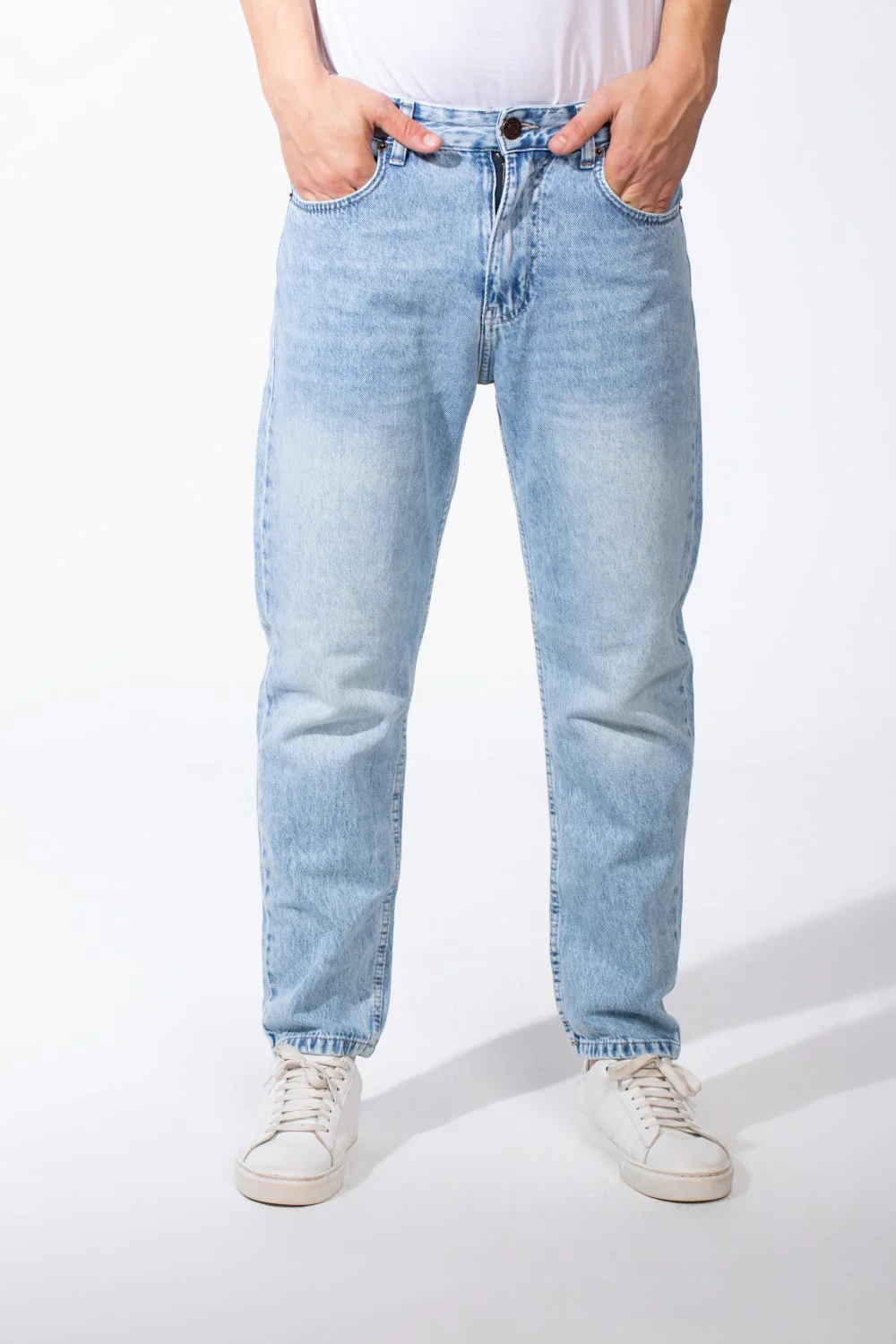 Men's Acid Wash Five Pockets Boyfriend Fit Denim Jeans Pants - Image 5