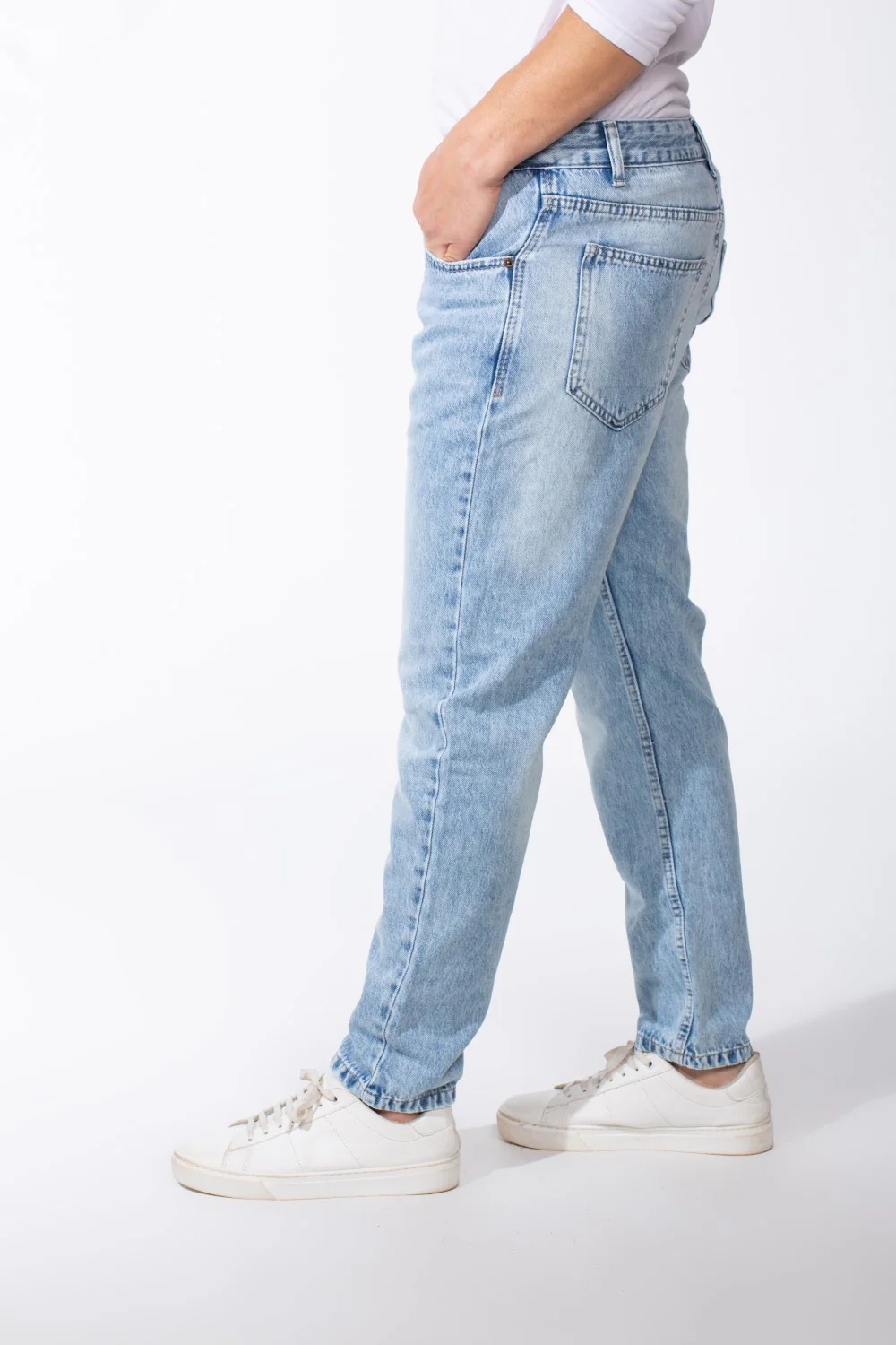 Men's Acid Wash Five Pockets Boyfriend Fit Denim Jeans Pants - Image 6