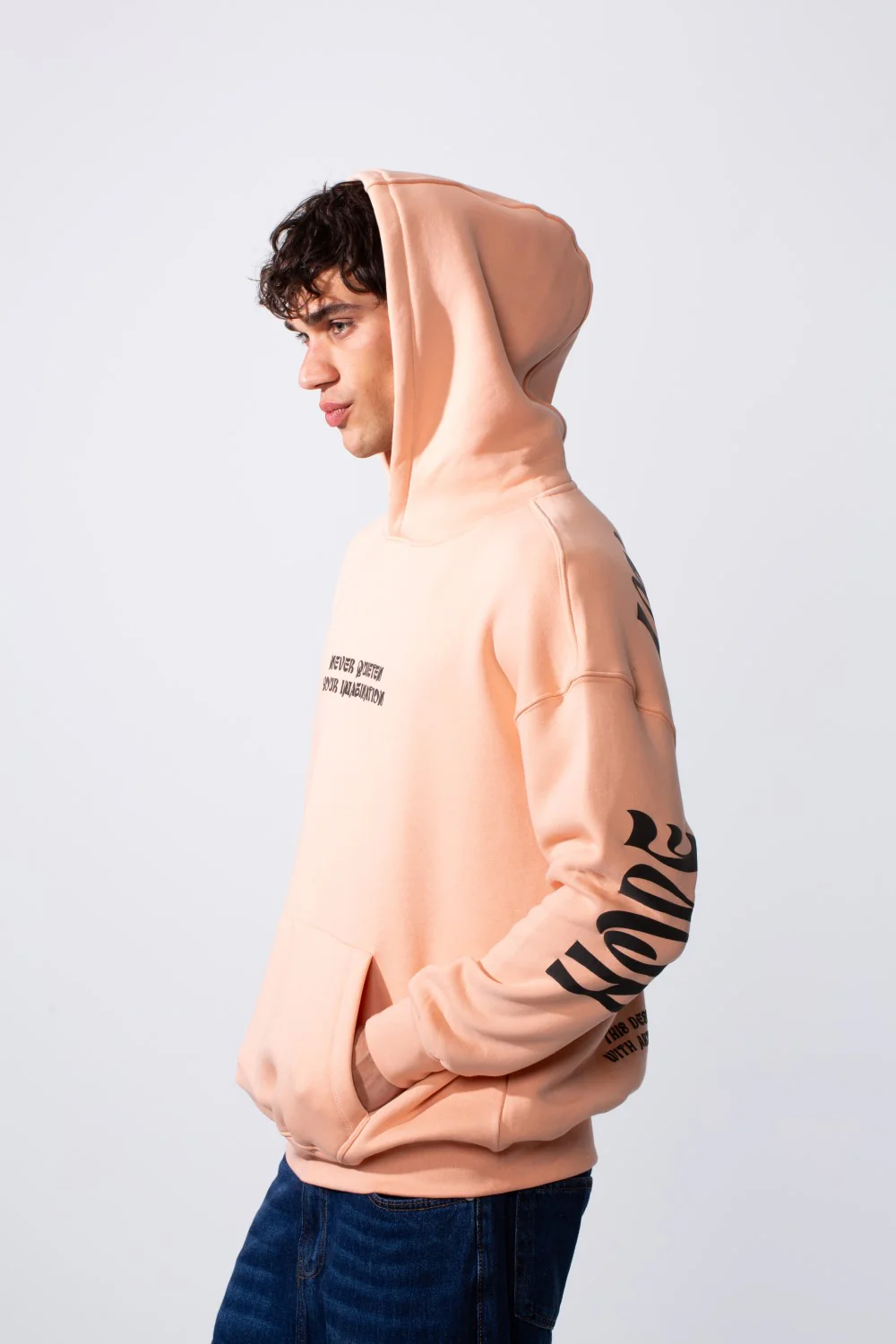 Men's Artistic Back Graphic Print Regular Fit Hood Sweatshirt - Image 12