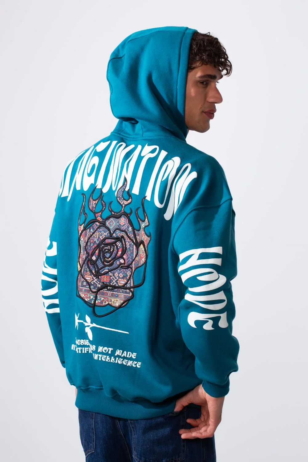 Men's Artistic Back Graphic Print Regular Fit Hood Sweatshirt - Image 6