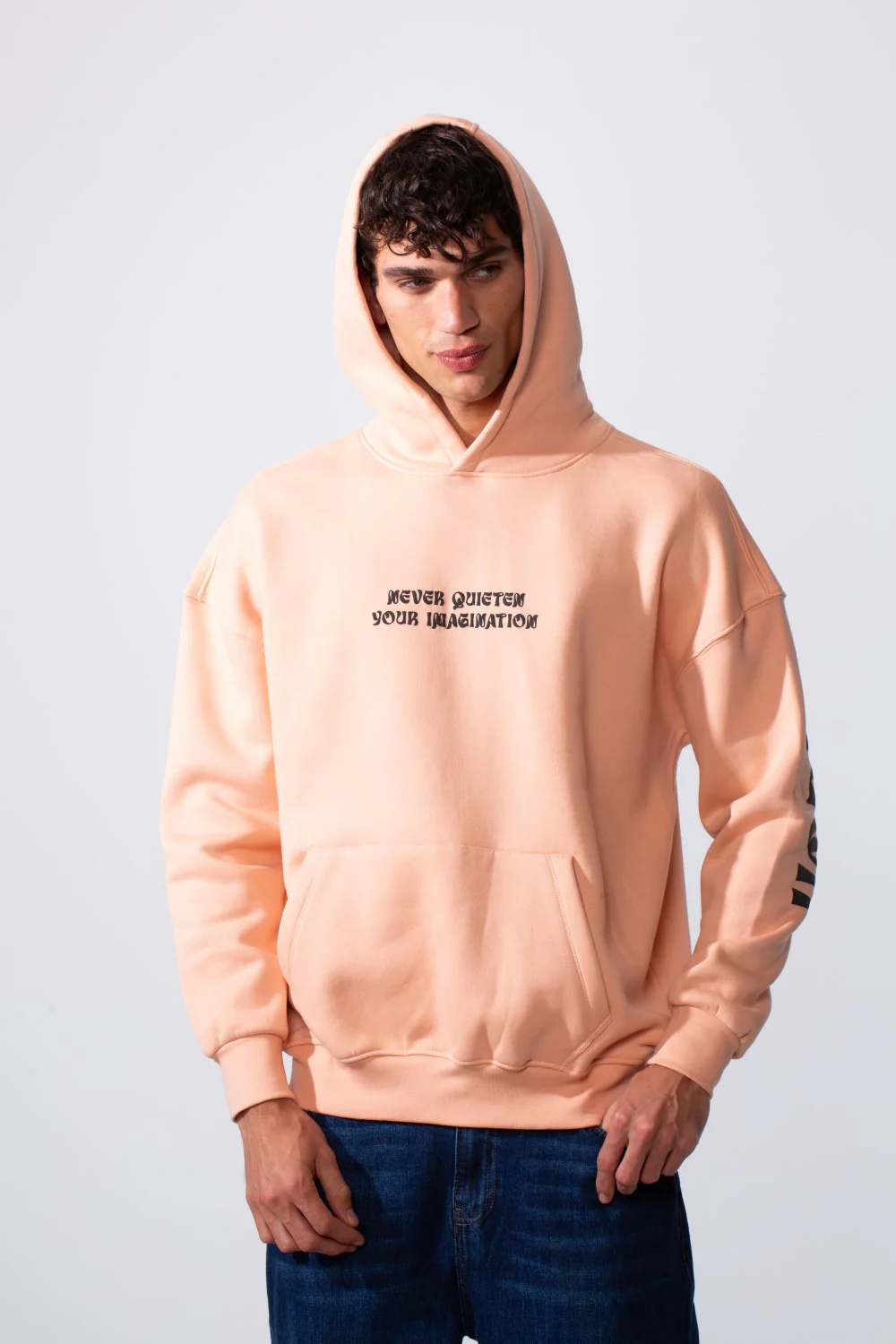 Men's Artistic Back Graphic Print Regular Fit Hood Sweatshirt - Image 9