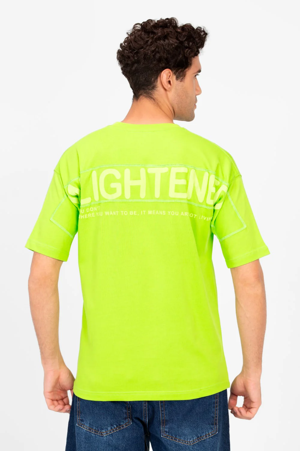 Men's Back Text Print Oversized T-shirt - Image 6