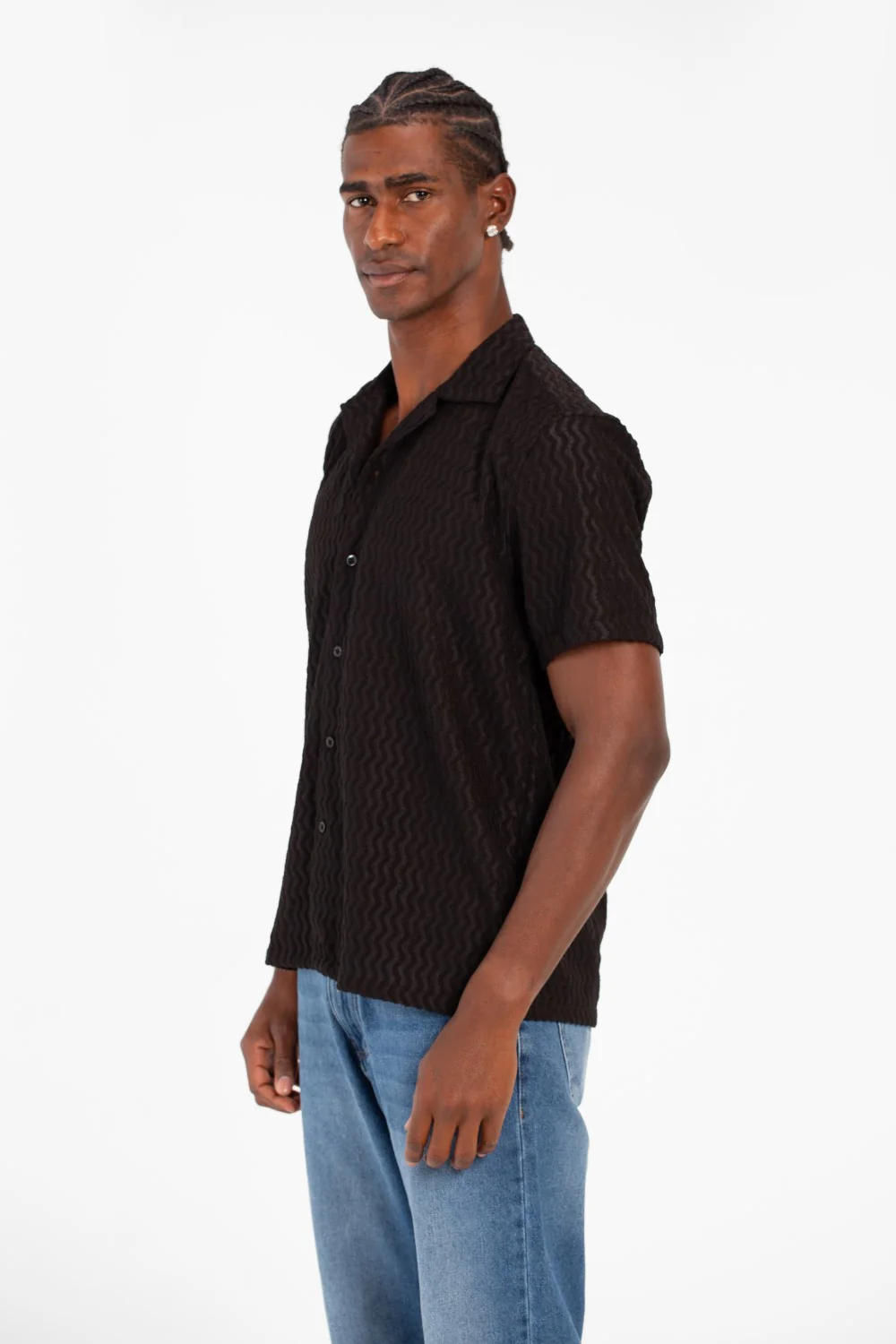 Men's Basic Button Down Short Sleeve Slim Fit Breathable Shirt - Image 3