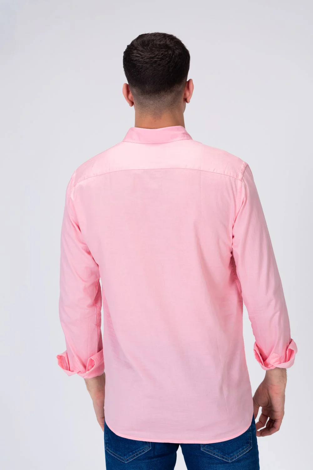 Mens Basic Classic Neck Long Sleeve Slim Fit Shirt - Image 11