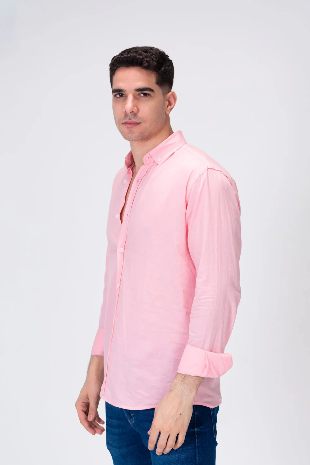 Mens Basic Classic Neck Long Sleeve Slim Fit Shirt - Image 12