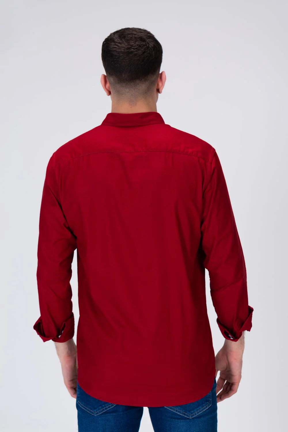 Mens Basic Classic Neck Long Sleeve Slim Fit Shirt - Image 14
