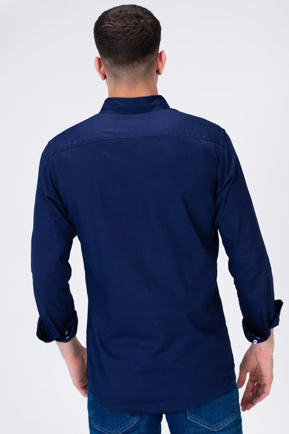 Mens Basic Classic Neck Long Sleeve Slim Fit Shirt - Image 8