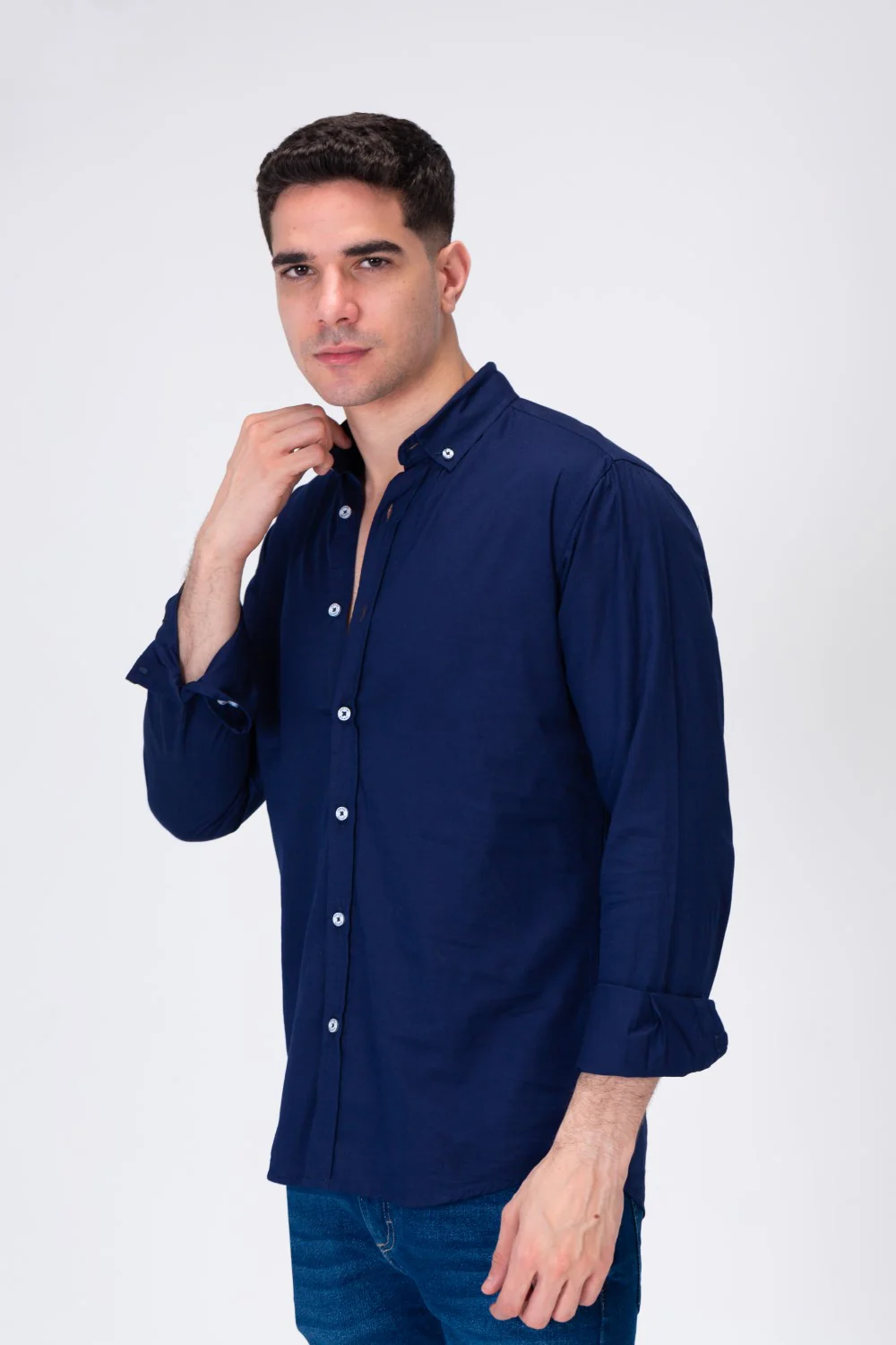 Mens Basic Classic Neck Long Sleeve Slim Fit Shirt - Image 9