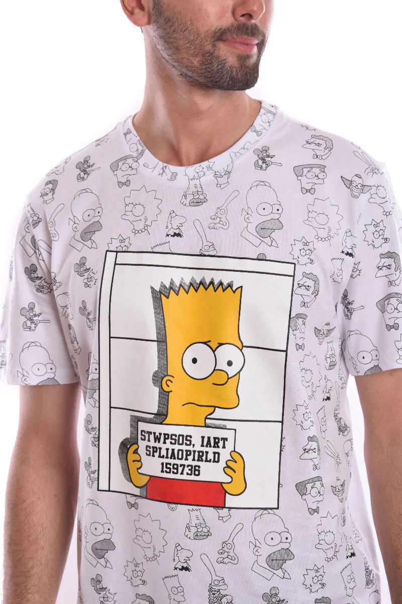 Men's Basic Front Printed The Simpsons Regular Fit Cotton T-shirt - Image 3