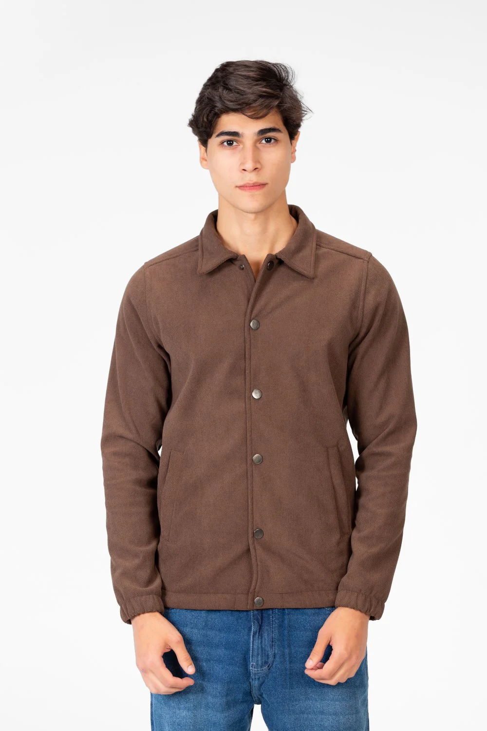 Men's Basic Fur Padded Shirt With Front Pockets And Long Sleeves - Image 5