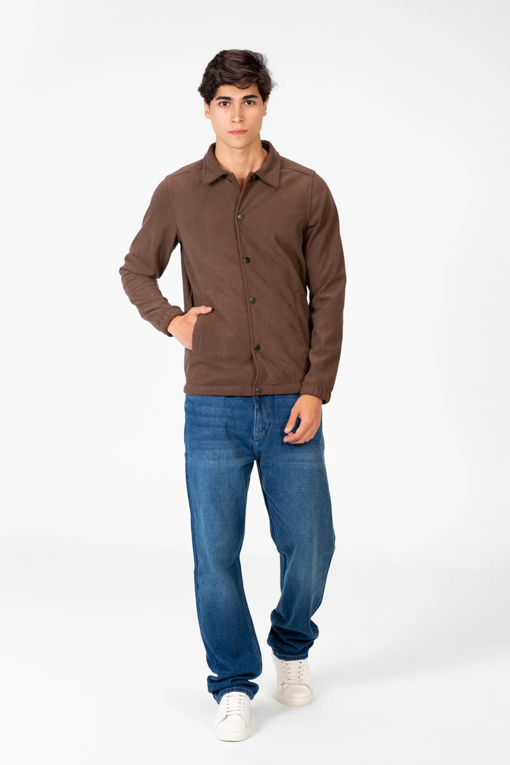 Men's Basic Fur Padded Shirt With Front Pockets And Long Sleeves - Image 8