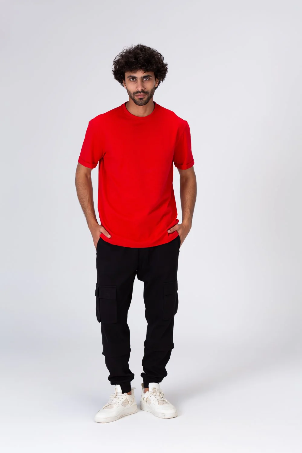 Mens Basic Half Sleeve Round Neck T-shirt With Distinctive Materials And Details - Image 15