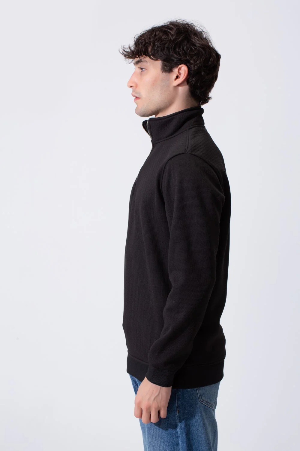 Men's Basic Half-Zip Slim Fit Long Sleeve Sweatshirt - Image 3