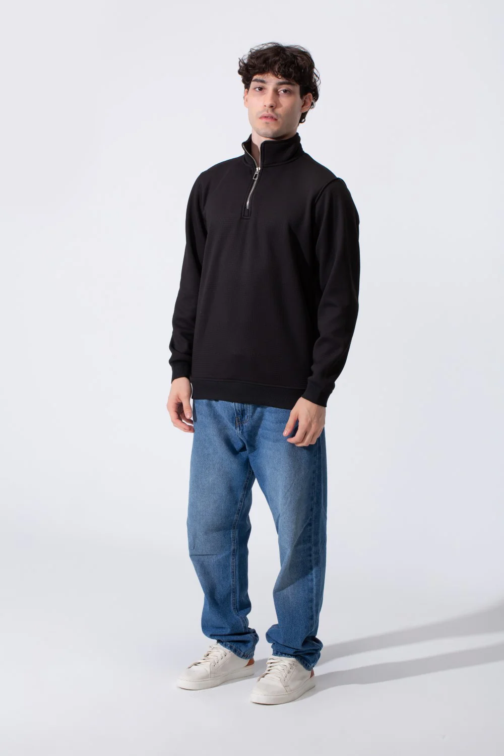 Men's Basic Half-Zip Slim Fit Long Sleeve Sweatshirt - Image 4