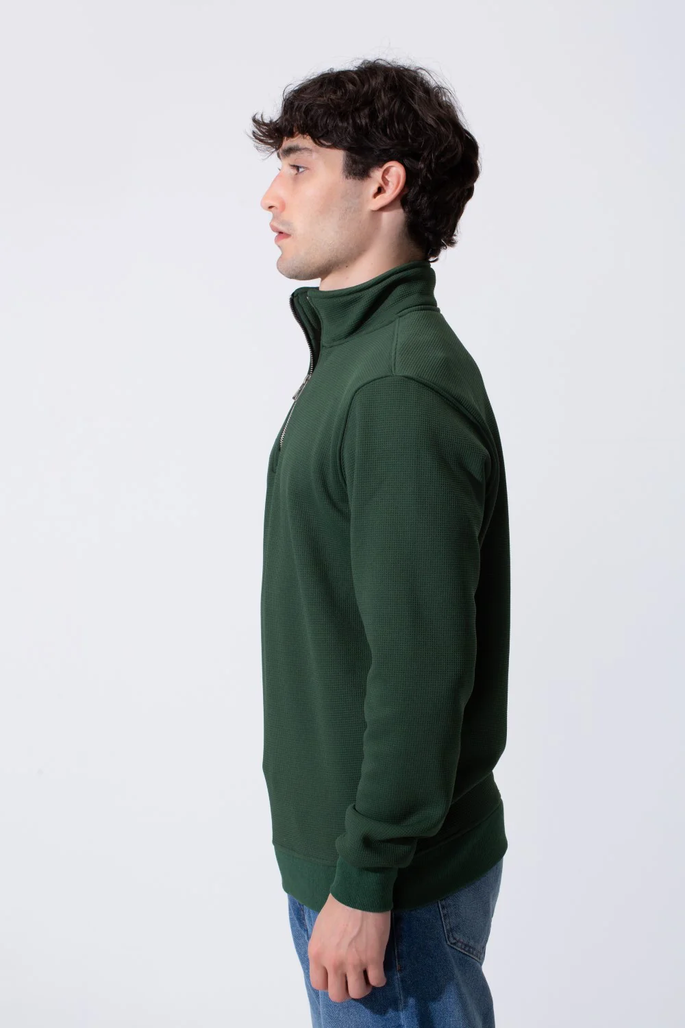 Men's Basic Half-Zip Slim Fit Long Sleeve Sweatshirt - Image 7
