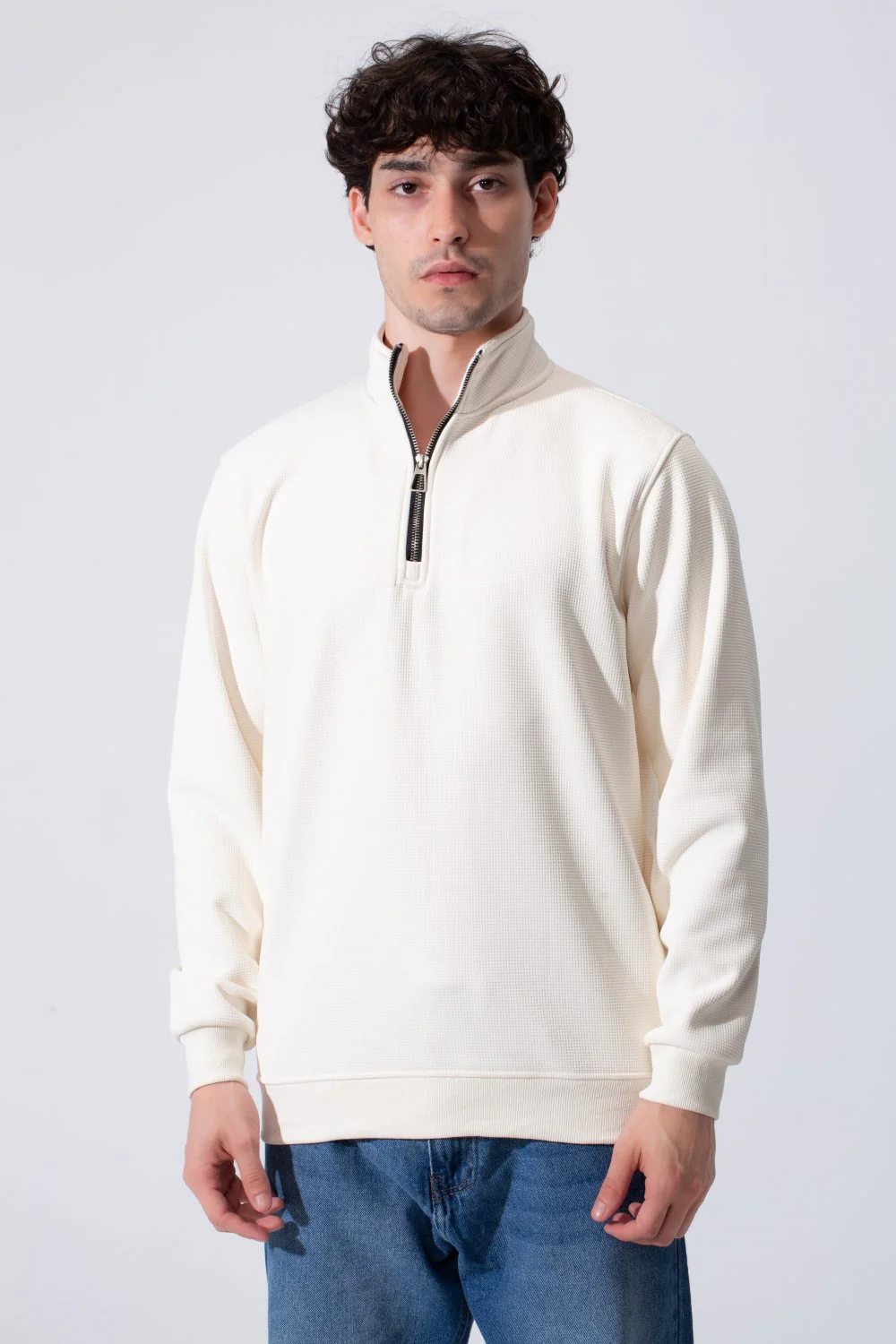 Men's Basic Half-Zip Slim Fit Long Sleeve Sweatshirt - Image 9