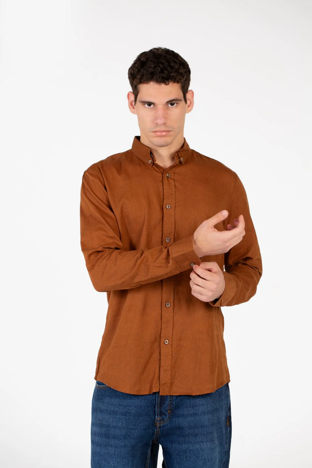 Men's Basic Linen Long Sleeve Shirt - Image 13