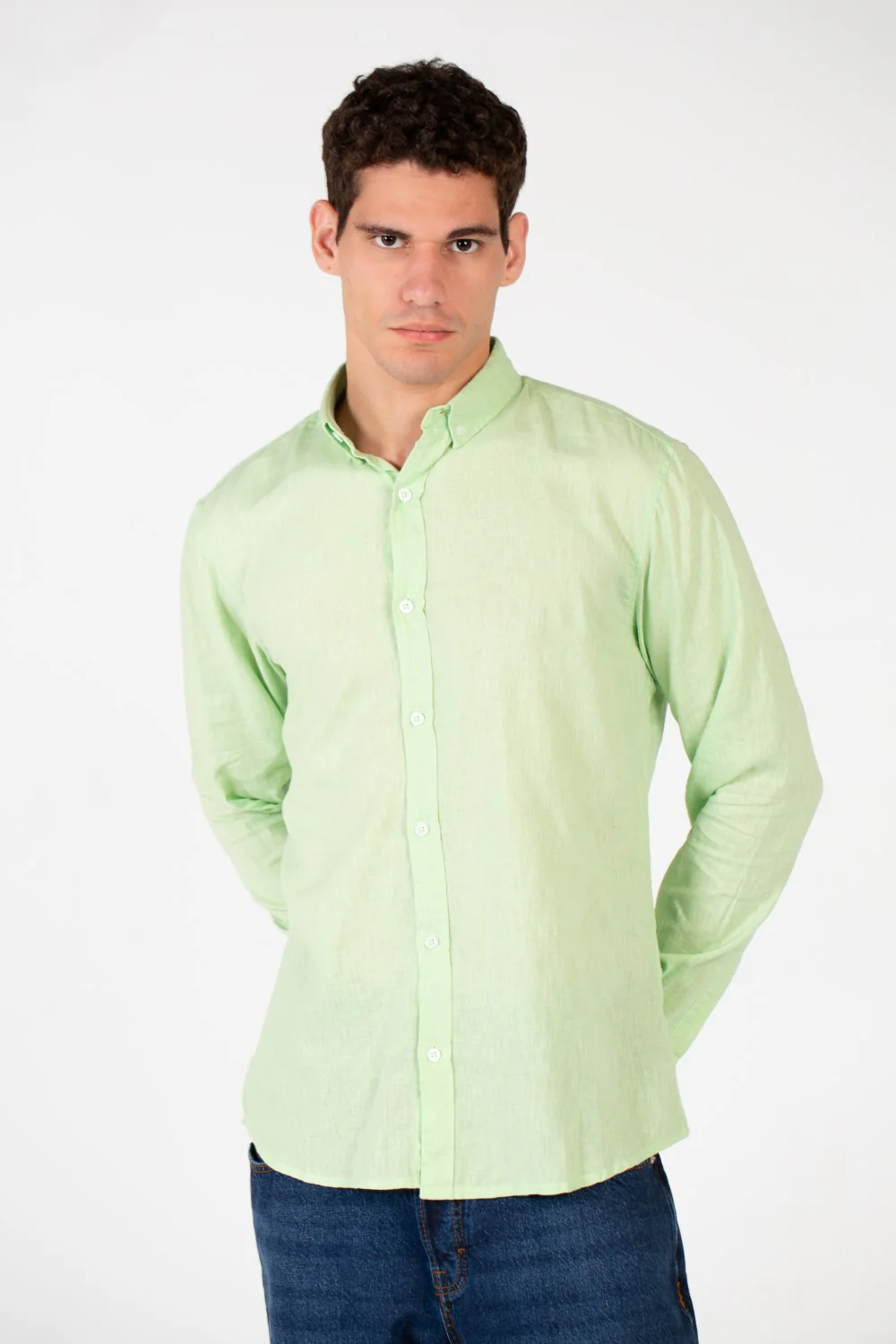 Men's Basic Linen Long Sleeve Shirt - Image 21