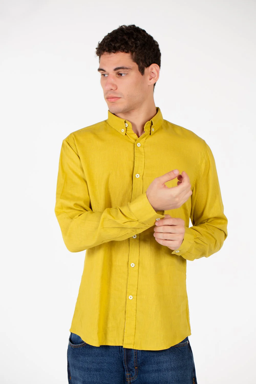 Men's Basic Linen Long Sleeve Shirt - Image 33