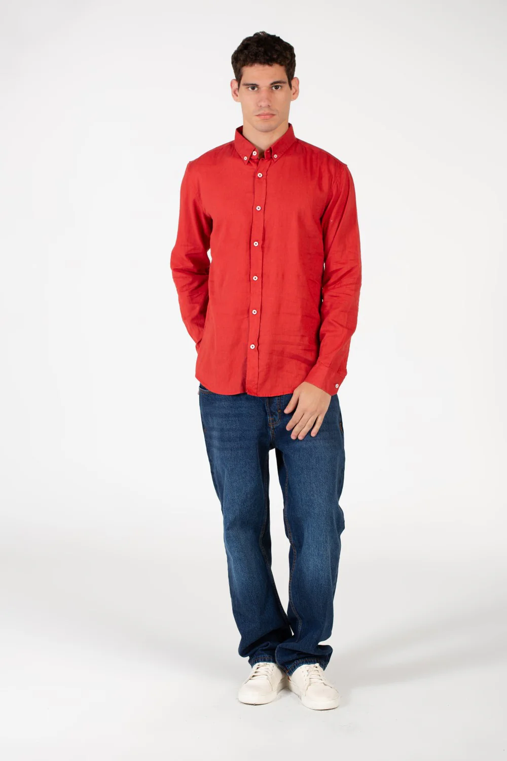 Men's Basic Linen Long Sleeve Shirt - Image 48