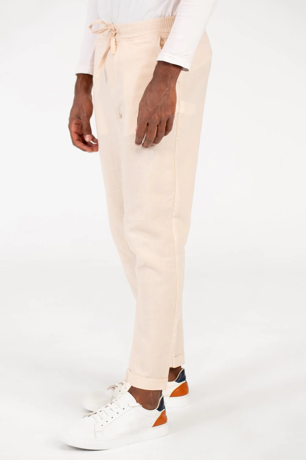 Men's Basic Linen Pants With Elastic Waistband And Back Pocket - Image 4