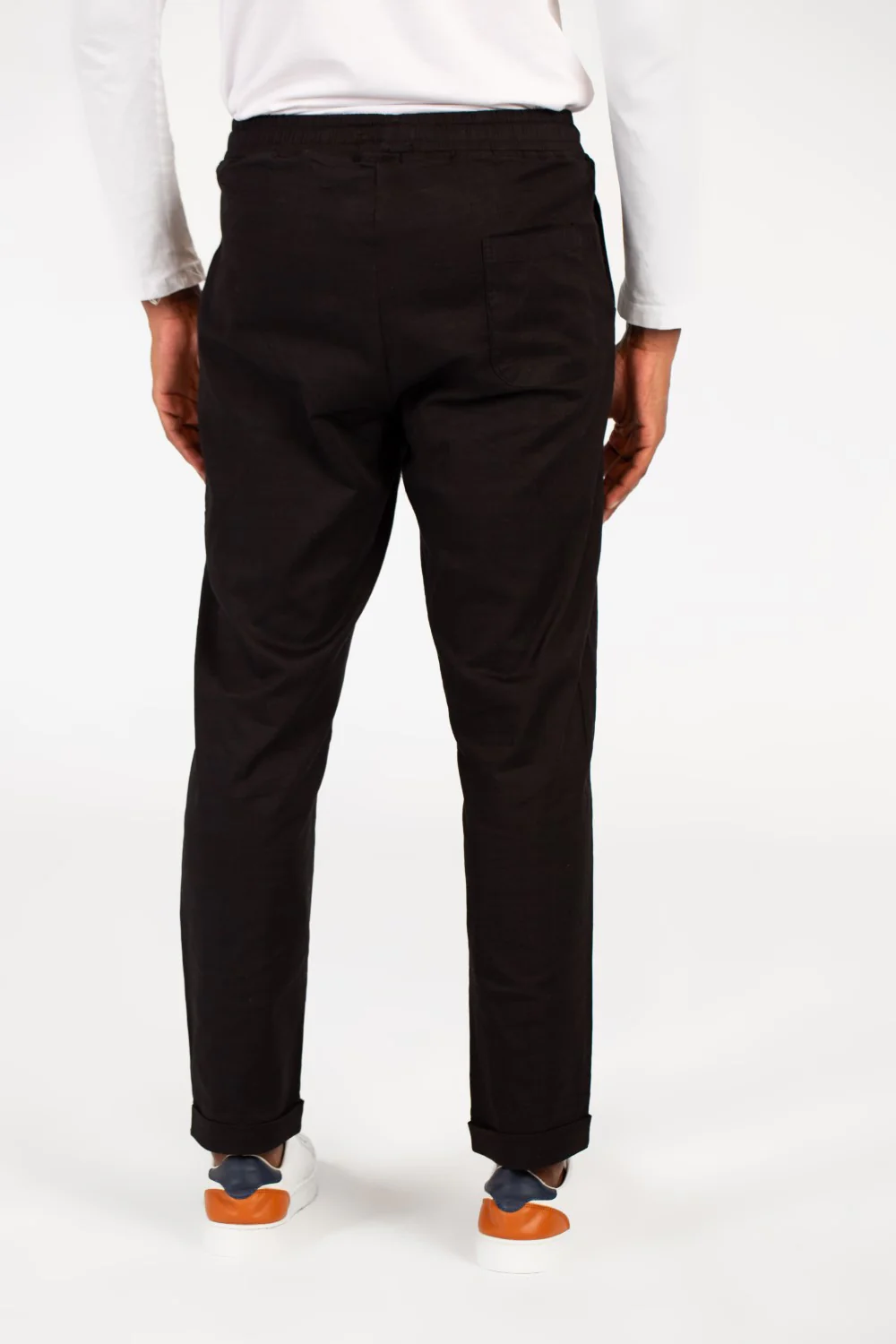 Men's Basic Linen Pants With Elastic Waistband And Back Pocket - Image 6