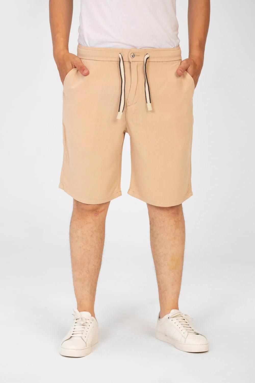 Men's Basic Linen Short With A Middle Drawstring And Pockets Comfortable And High Quality