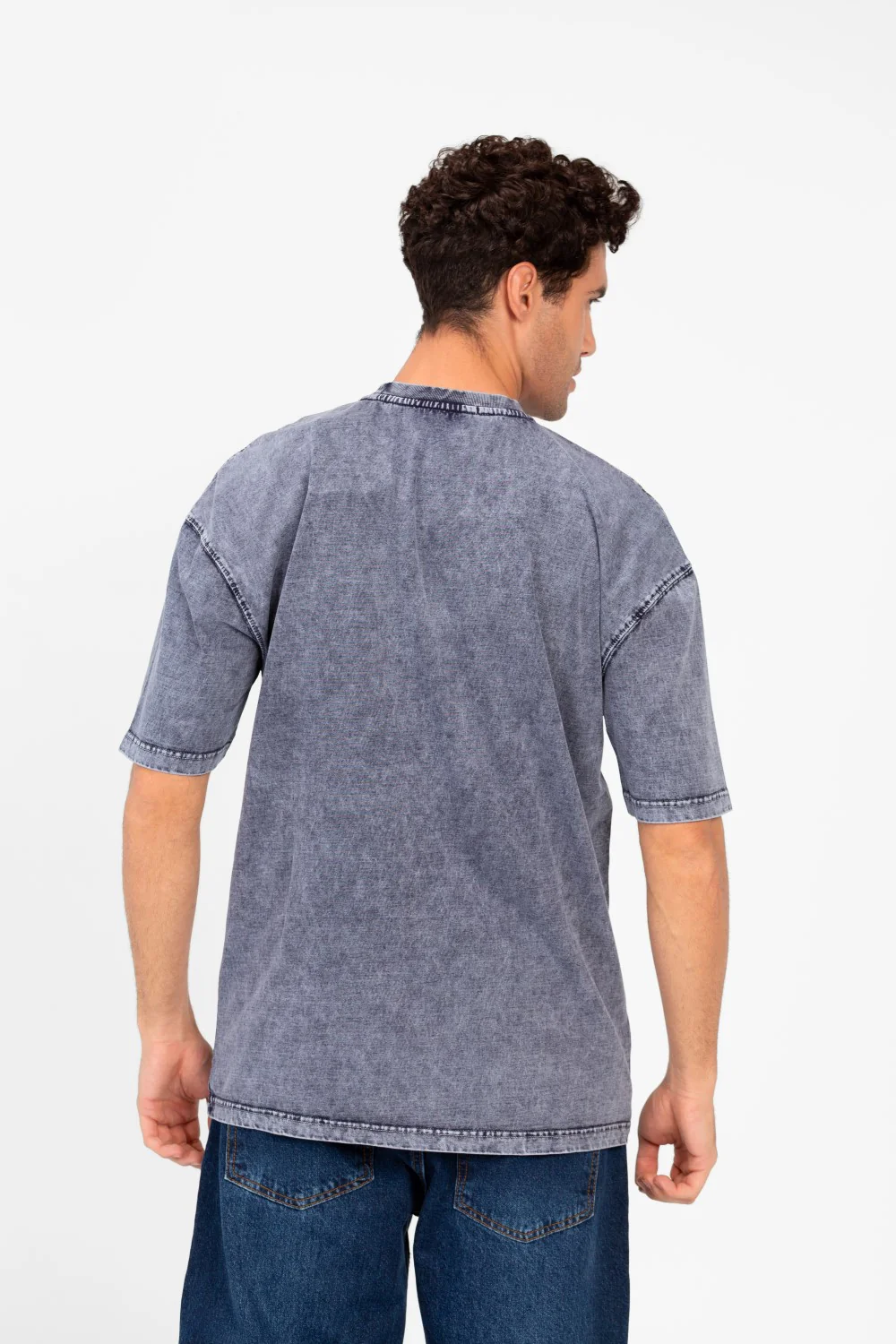 Men's Basic Oversized Half Sleeve Washed T-Shirt - Image 2