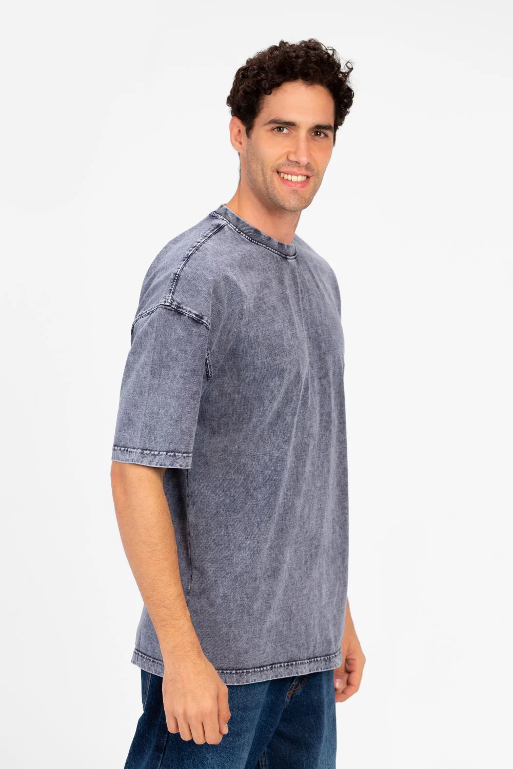 Men's Basic Oversized Half Sleeve Washed T-Shirt - Image 3