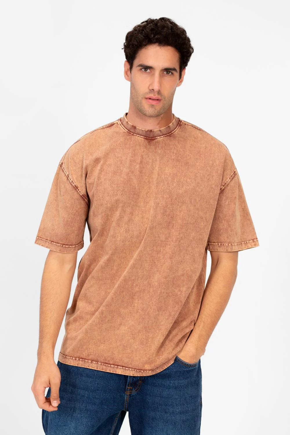Men's Basic Oversized Half Sleeve Washed T-Shirt - Image 9