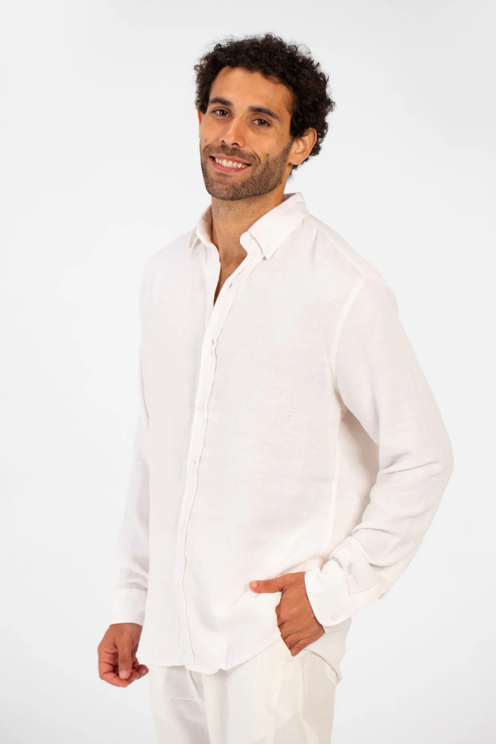 Men's Basic Plain Linen Shirt High Quality Regular Fit Long Sleeve - Image 15