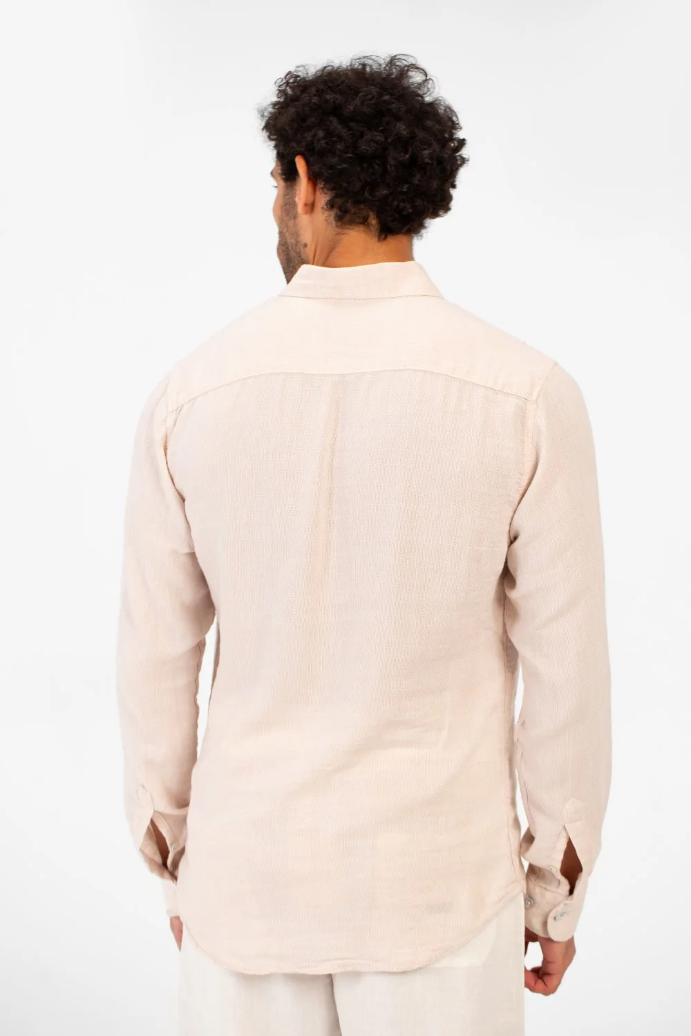 Men's Basic Plain Linen Shirt High Quality Regular Fit Long Sleeve - Image 2
