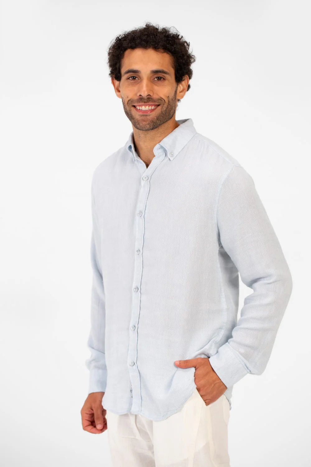 Men's Basic Plain Linen Shirt High Quality Regular Fit Long Sleeve - Image 7