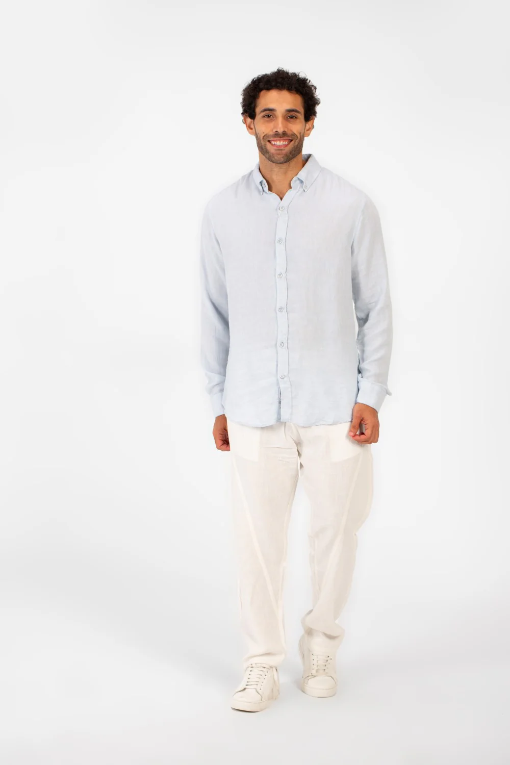Men's Basic Plain Linen Shirt High Quality Regular Fit Long Sleeve - Image 8