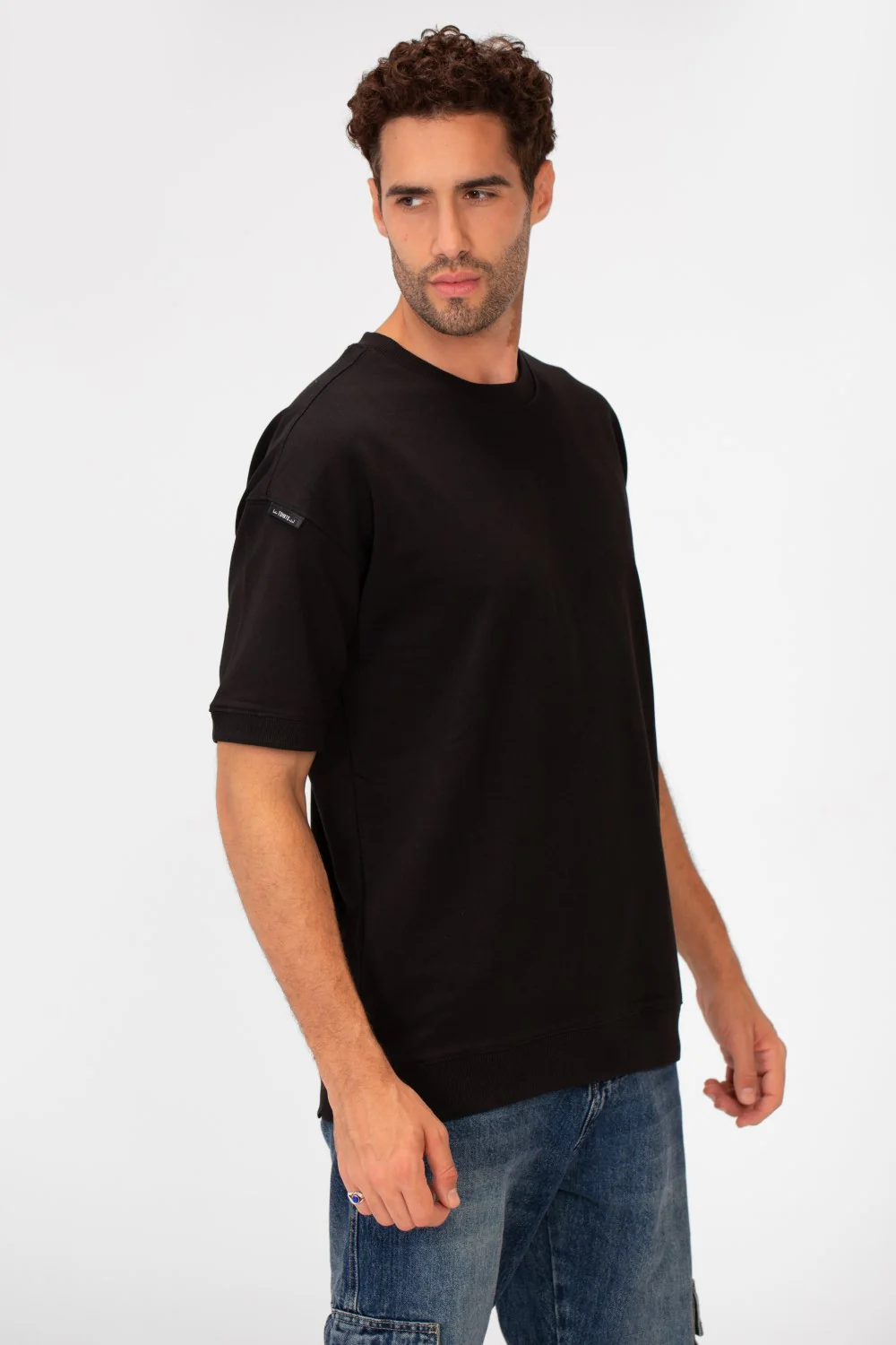 Men's Basic Plain Oversized Summer Melton Regular Fit Short Sleeves T-Shirt In Modern Cut - Image 3