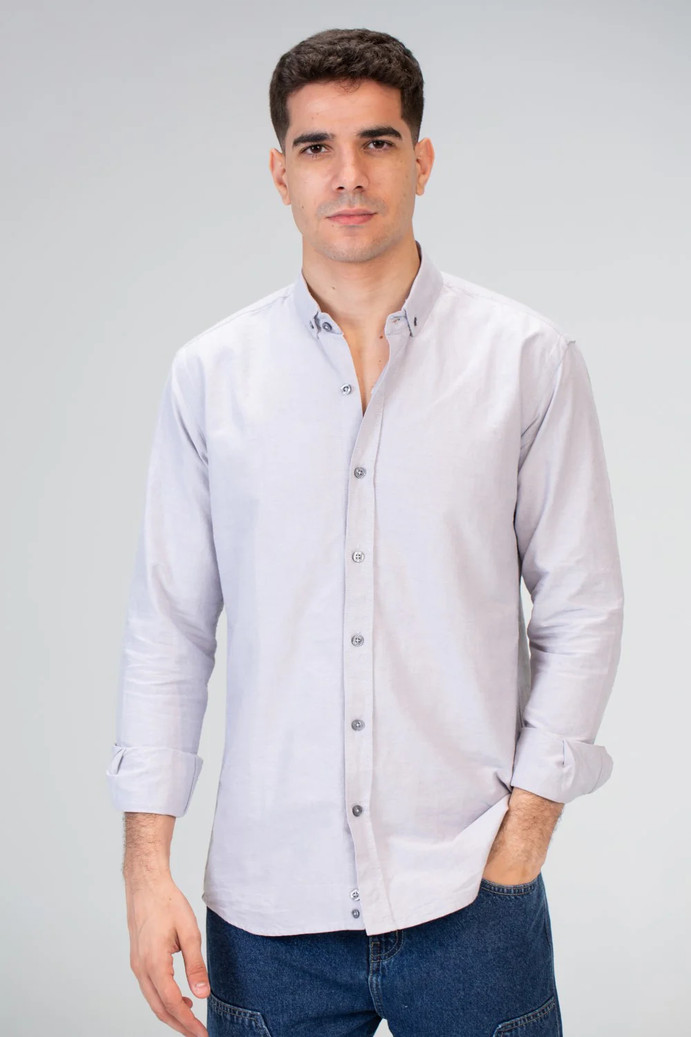 Mens Basic Plain Slim Fit Long Sleeves Shirt - Image 12