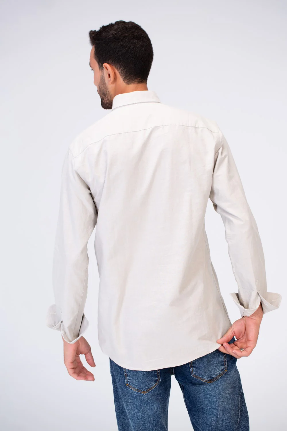 Mens Basic Plain Slim Fit Long Sleeves Shirt - Image 2