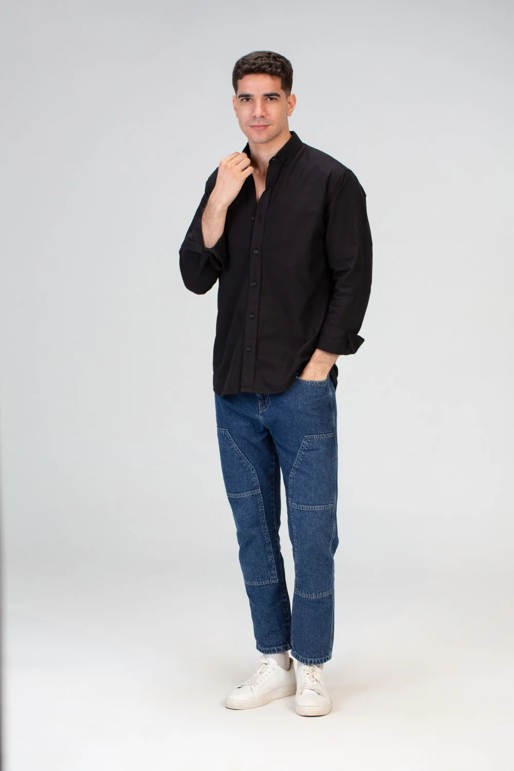 Mens Basic Plain Slim Fit Long Sleeves Shirt - Image 4