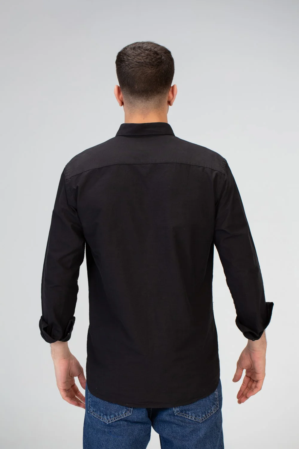 Mens Basic Plain Slim Fit Long Sleeves Shirt - Image 5