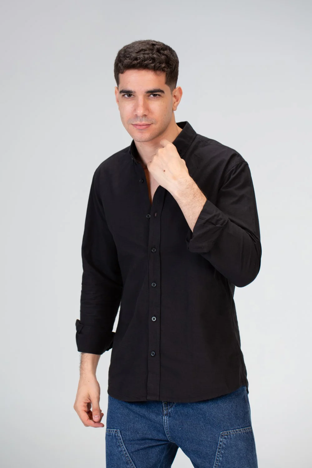 Mens Basic Plain Slim Fit Long Sleeves Shirt - Image 6