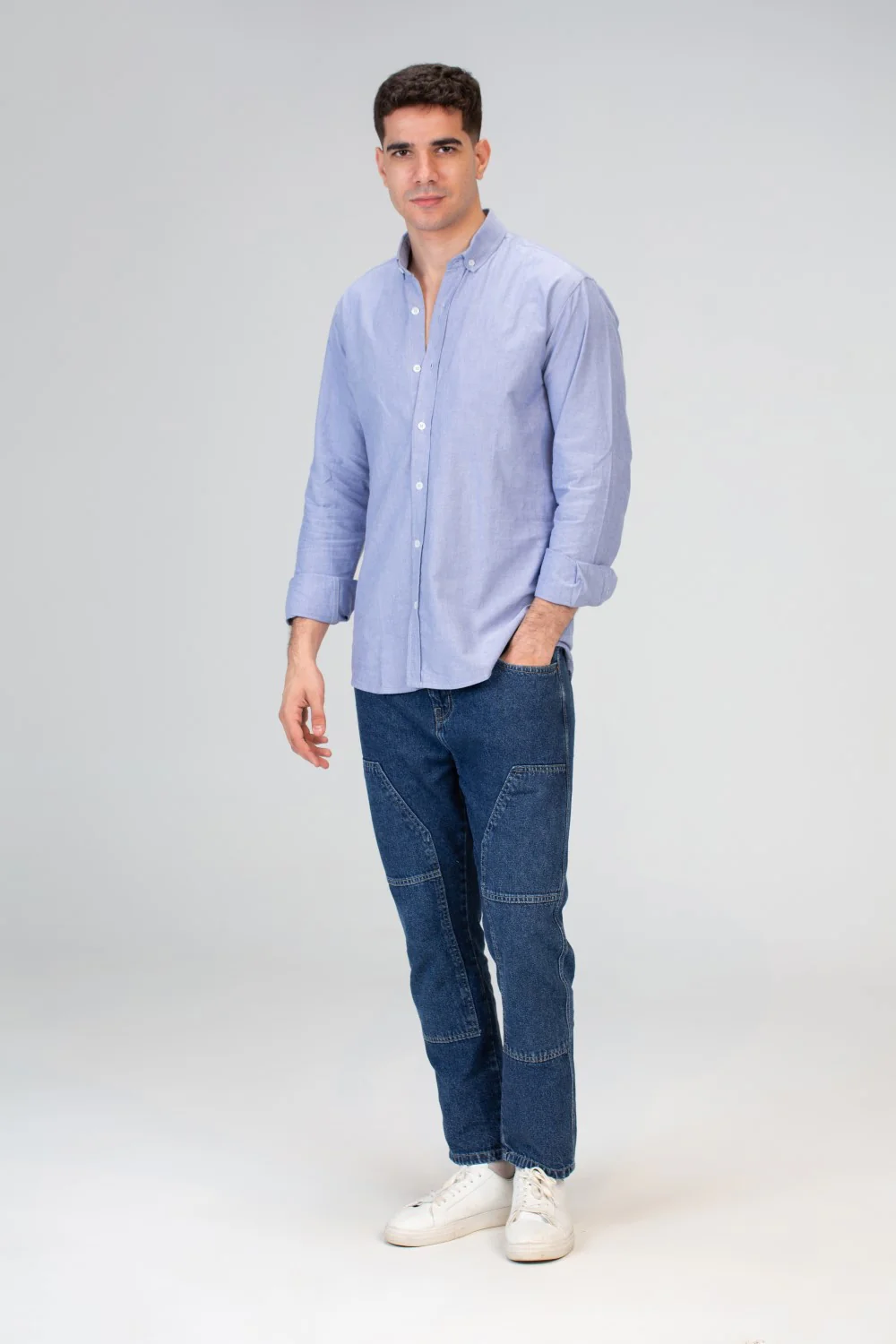 Mens Basic Plain Slim Fit Long Sleeves Shirt - Image 7